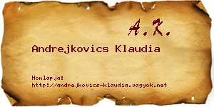 Andrejkovics Klaudia névjegykártya